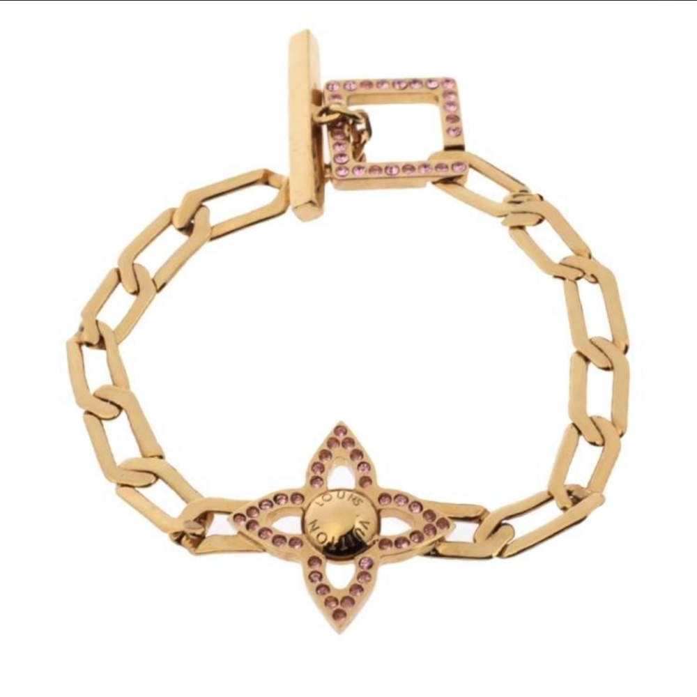 Authentic Louis Vuitton Pink Swarovski crystal Rhinestone Flower Power Bracelet
